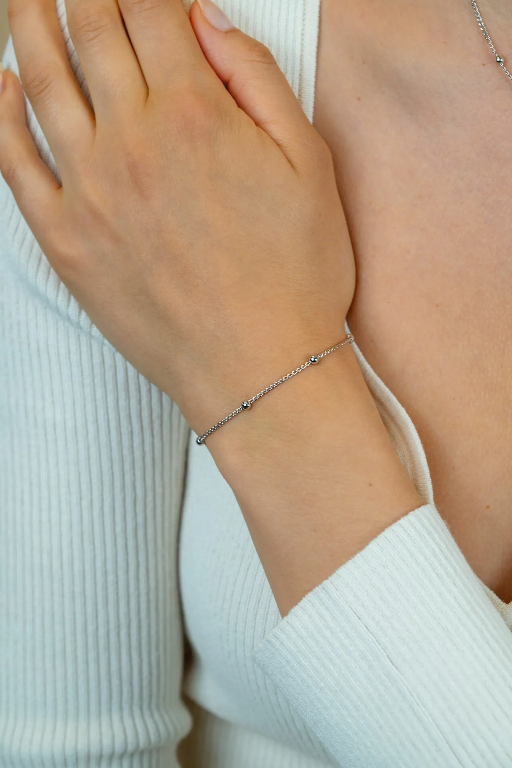Hot Zinzi zilveren gourmet schakelarmband met vijf glanzende bolletjes (3mm breed) ZIA2714