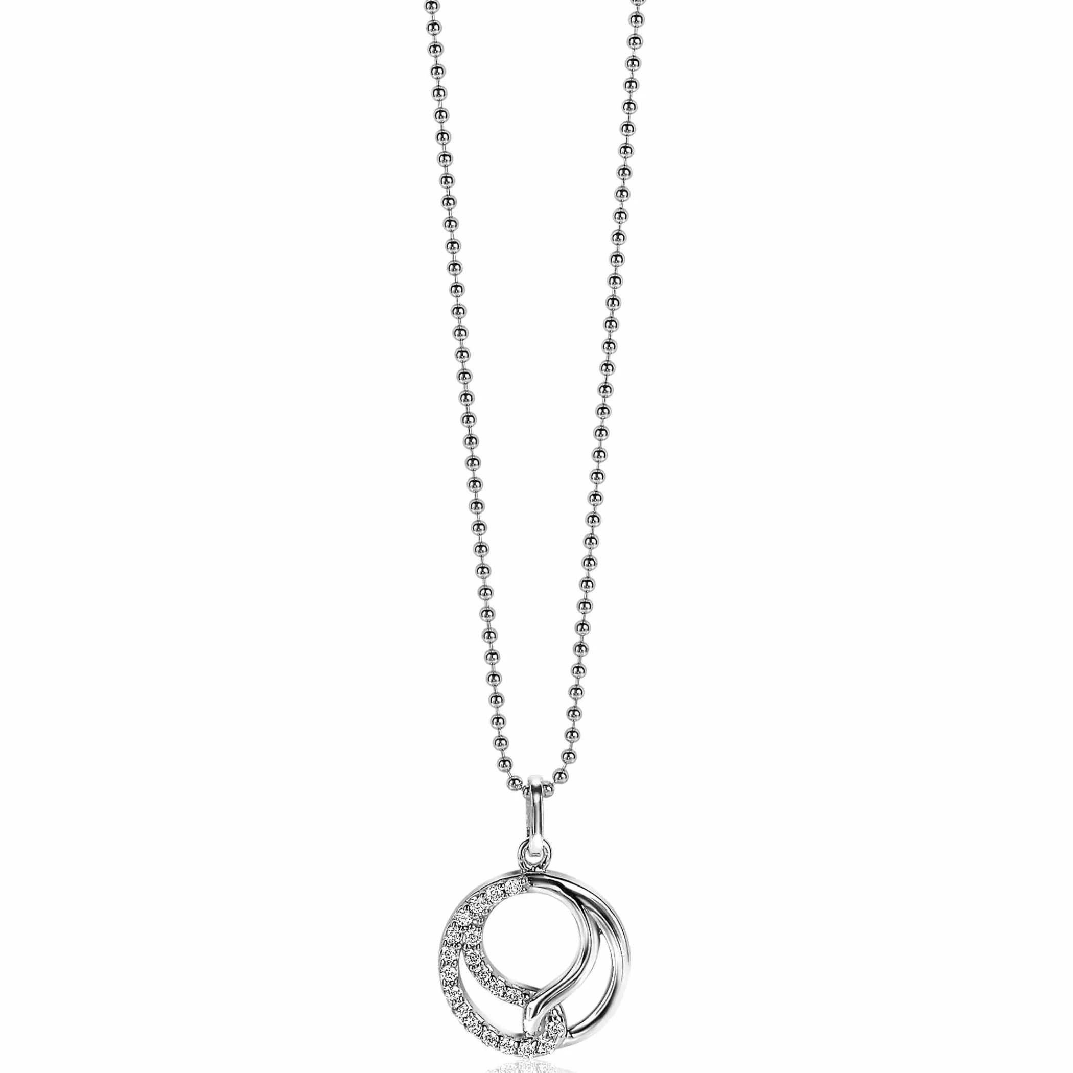 Sale Zinzi zilveren hanger 15 mm, symboliseert verbondenheid, witte zirconia's ZIH2119S (zonder collier)