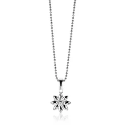 Clearance Zinzi zilveren hanger bloem wit ZIH1888 (zonder collier)