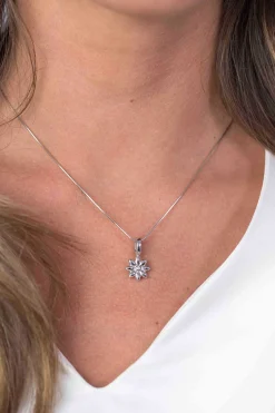 Clearance Zinzi zilveren hanger bloem wit ZIH1888 (zonder collier)
