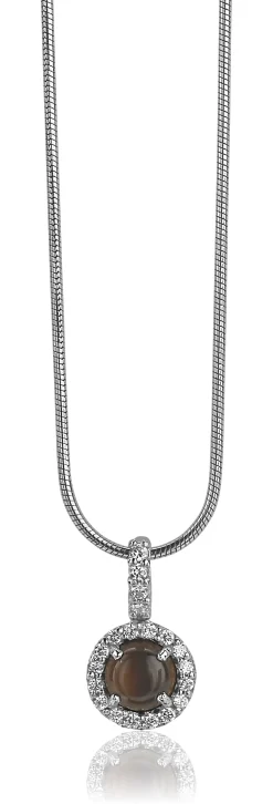 Discount Zinzi zilveren hanger bruin parelmoer ZIH1039C