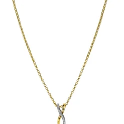 Online Zinzi zilveren hanger cross-over bicolor met witte zirconia's 15mm ZIH2234 (zonder collier)