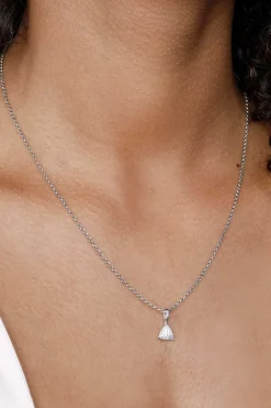 Online Zinzi zilveren hanger driehoek wit ZIH2075 (zonder collier)