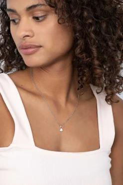 Online Zinzi zilveren hanger driehoek wit ZIH2075 (zonder collier)