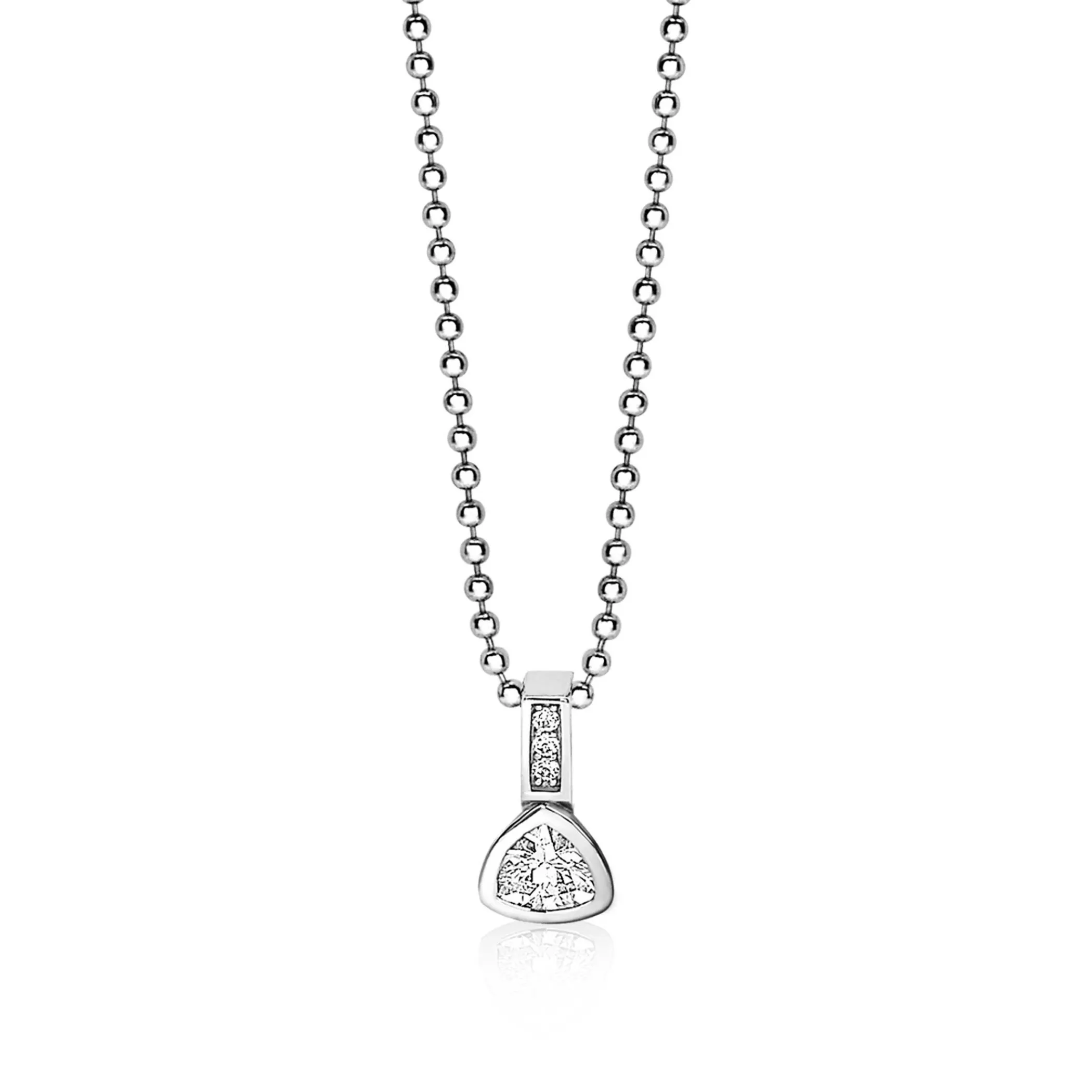 Hot Zinzi zilveren hanger driehoek wit ZIH1663 (zonder collier)
