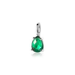 Outlet Zinzi zilveren hanger druppelvorm groen ZIH2070GR