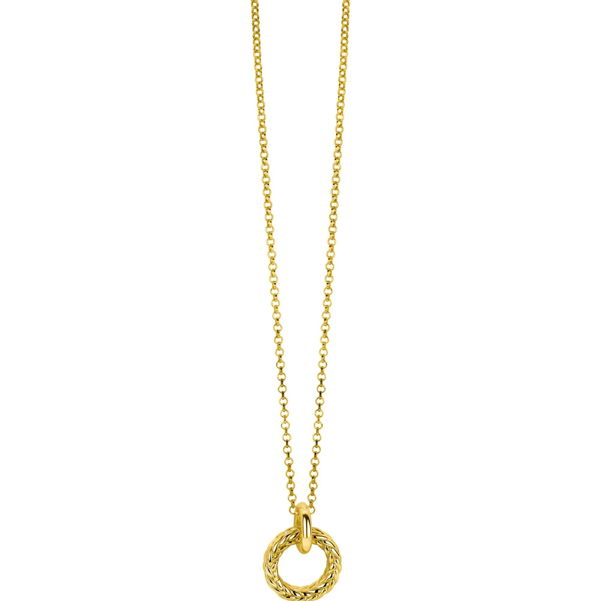 Hot Zinzi zilveren hanger extra 14K geel verguld rond met touweffect 19mm ZIH2246G (zonder collier)