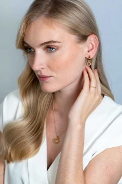 Hot Zinzi zilveren hanger extra 14K geel verguld rond met touweffect 19mm ZIH2246G (zonder collier)