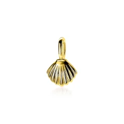 Outlet Zinzi zilveren hanger geel verguld schelpje ZIH2062G (zonder collier)