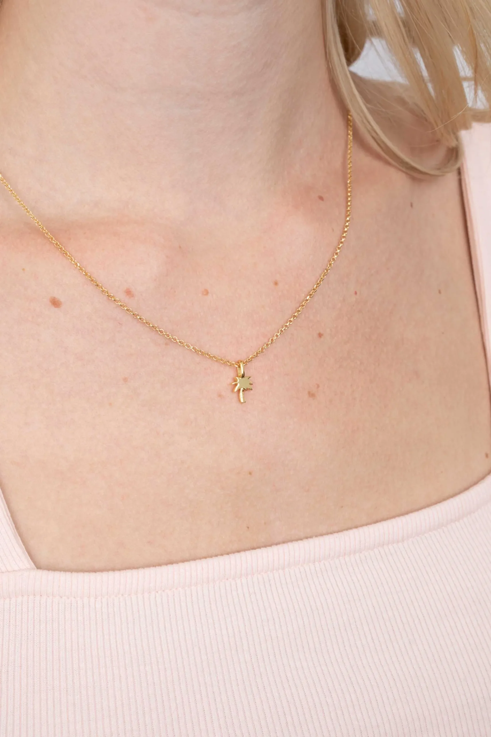 Hot Zinzi zilveren hanger geel verguld palmboom ZIH2069G (zonder collier)