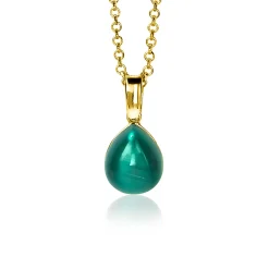 Zinzi zilveren hanger geelverguld groen peervorm 20mm ZIH1934GG (zonder collier)