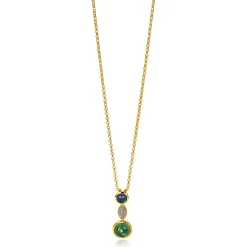 Best Zinzi zilveren hanger geelverguld 25mm blauwe groene kleurstenen ZIH1967
