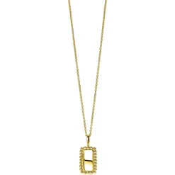 Discount Zinzi zilveren hanger geelverguld 26mm rechthoek met bolletjes rand ZIH1976G (zonder collier)