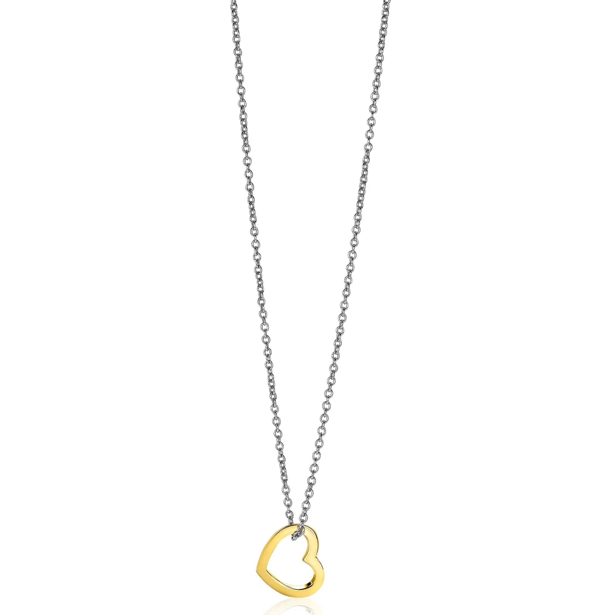 Zinzi zilveren hanger 14K geel verguld 12mm open hart ZIH2197G