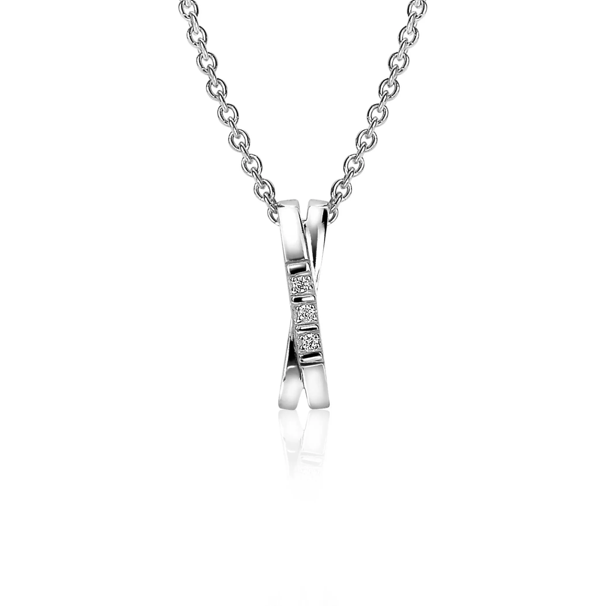 Online Zinzi zilveren hanger kruislings wit 16mm ZIH2039 (zonder collier)