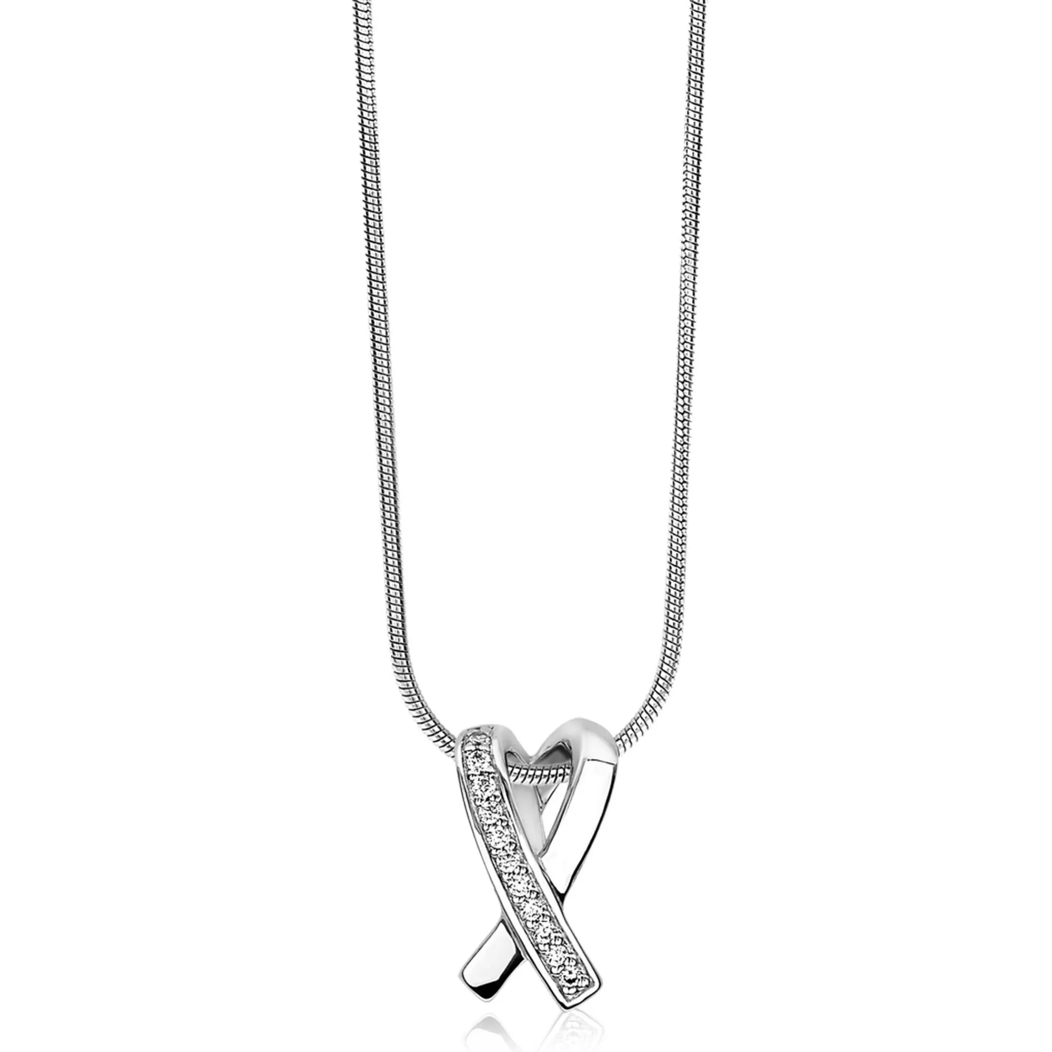Online Zinzi zilveren hanger kruislings wit ZIH1625 (zonder collier)