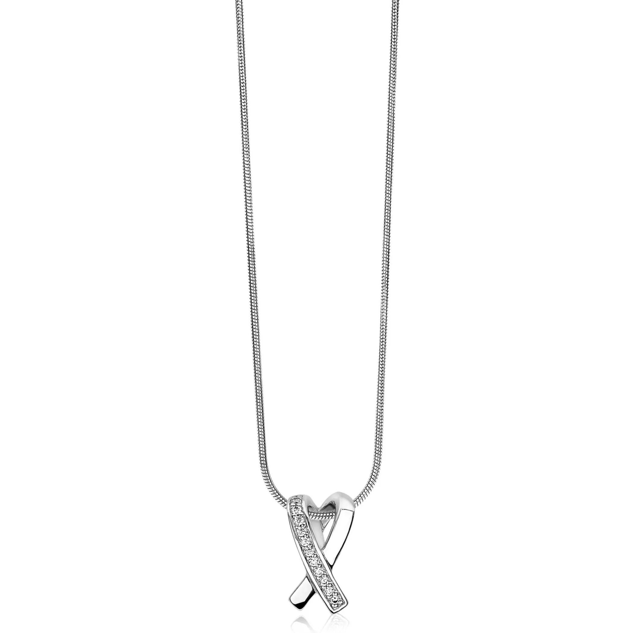 Online Zinzi zilveren hanger kruislings wit ZIH1625 (zonder collier)