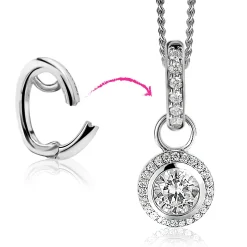 Best Zinzi zilveren hanger met witte zirconia's om je oorbedels aan te hangen ZIH2CH