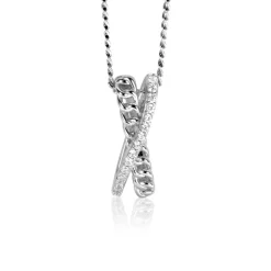 Clearance Zinzi zilveren hanger met cross-over design, bezet met witte zirconia's en gourmet schakels 20mm ZIH2326 (zonder collier)