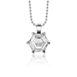 Zinzi zilveren hanger met zeshoekige witte zirconia 15mm ZIH2259 (zonder collier)