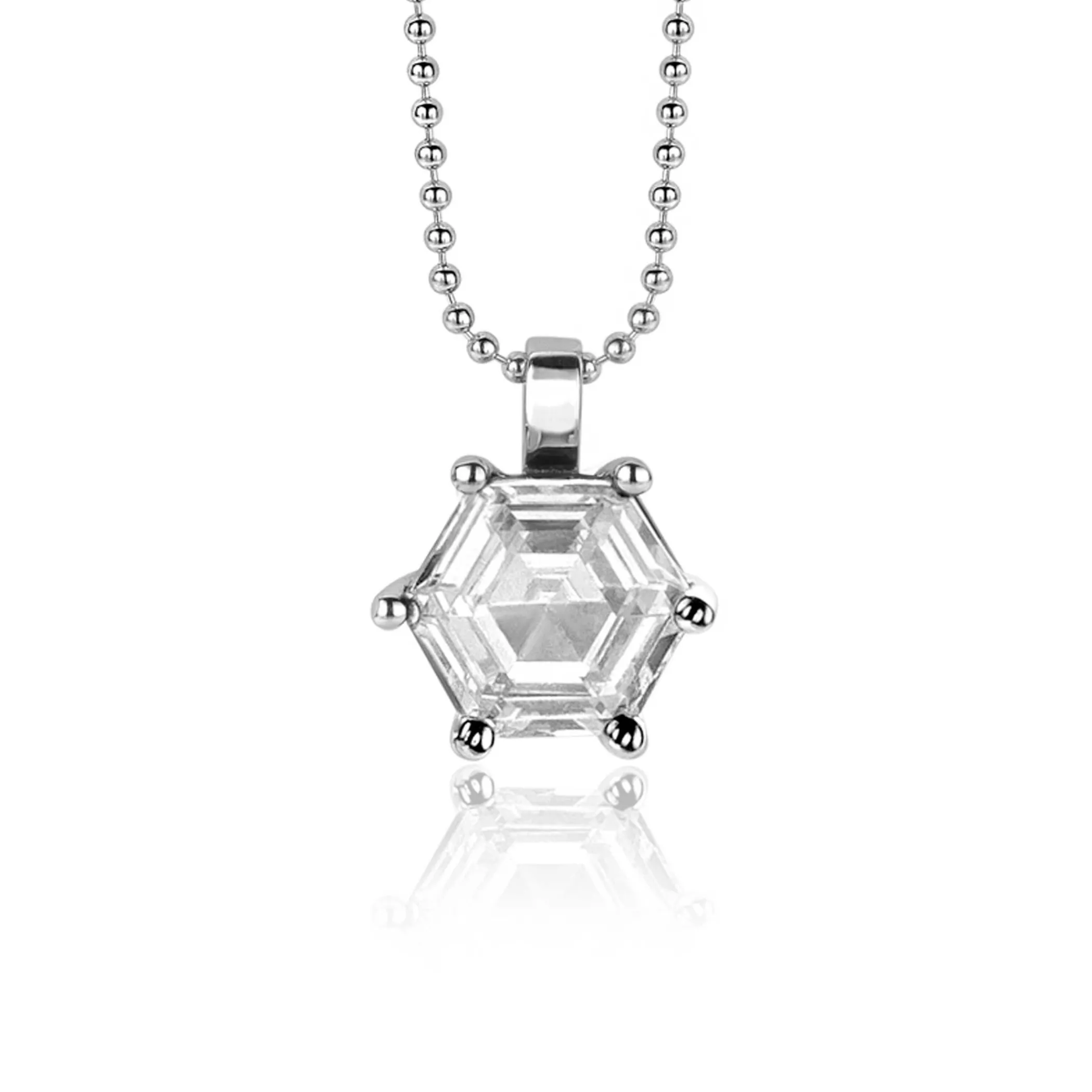 Zinzi zilveren hanger met zeshoekige witte zirconia 15mm ZIH2259 (zonder collier)