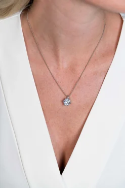 Zinzi zilveren hanger met zeshoekige witte zirconia 15mm ZIH2259 (zonder collier)