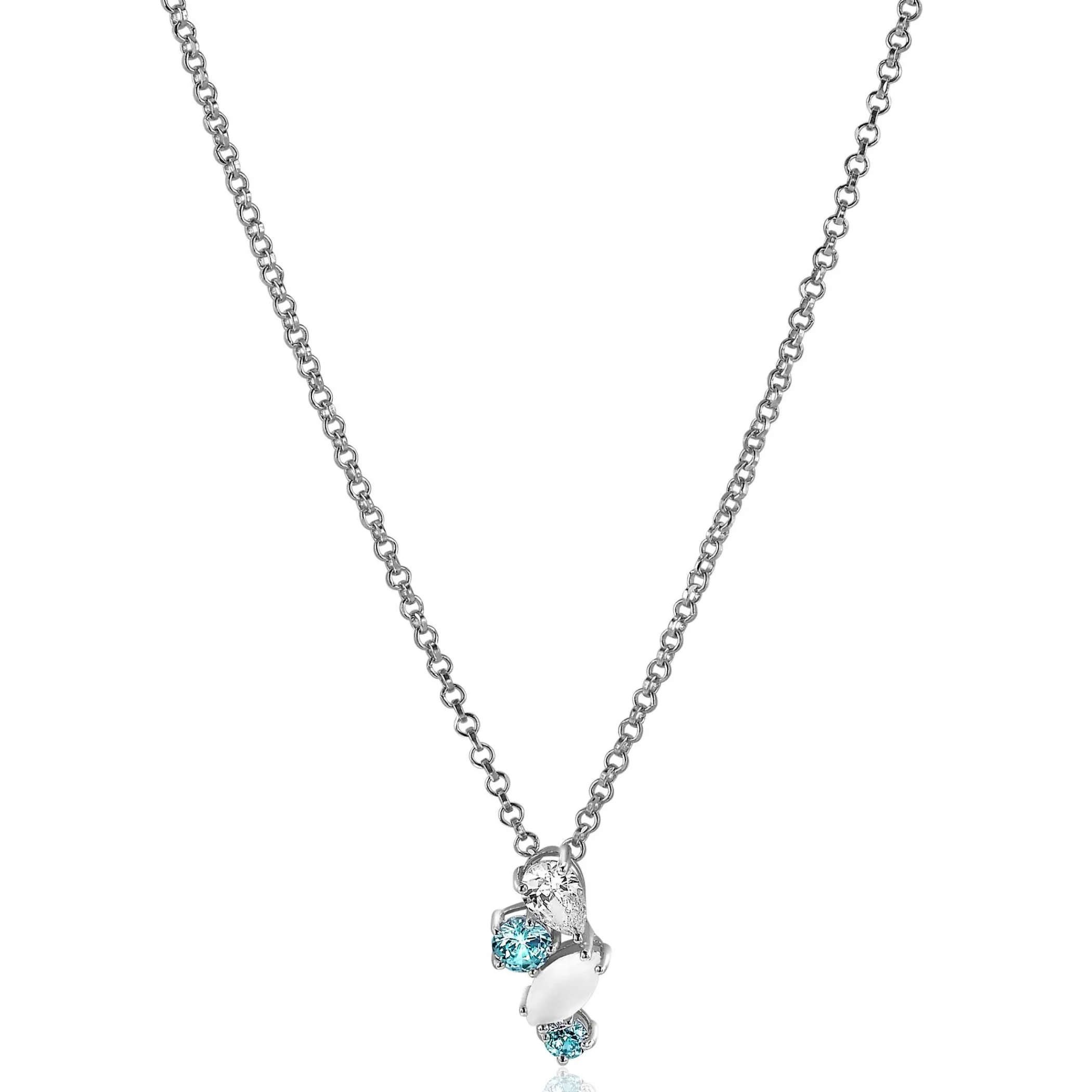 Zinzi zilveren hanger 15mm speelse vormen lichtblauw en witte zirconia ZIH2189