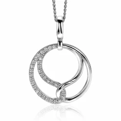 Zinzi zilveren hanger 25mm met clip-sluiting, symboliseert verbondenheid, witte zirconia's ZIH2119 (zonder collier)