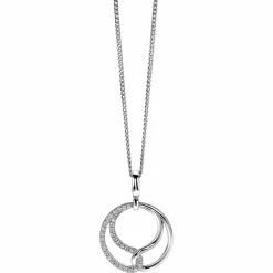 Zinzi zilveren hanger 25mm met clip-sluiting, symboliseert verbondenheid, witte zirconia's ZIH2119 (zonder collier)