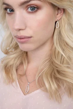 Sale Zinzi zilveren hanger 33mm ovale vorm met witte zirconia's ZIH2038 (zonder collier)
