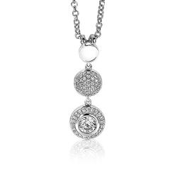 Clearance Zinzi zilveren hanger 26mm ronde vormen witte zirconia's ZIH1973 (zonder collier)