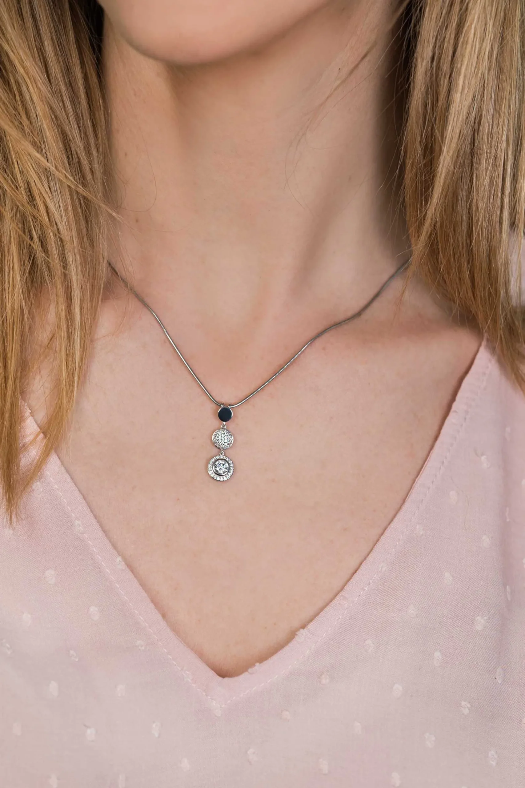 Clearance Zinzi zilveren hanger 26mm ronde vormen witte zirconia's ZIH1973 (zonder collier)