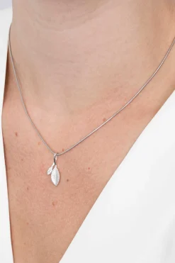 New Zinzi zilveren hanger 23mm blaadjes bewerkt/witte zirconia ZIH2087 (zonder collier)