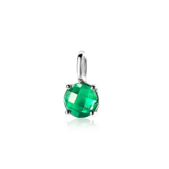 Online Zinzi zilveren hanger rond groen ZIH2072GR (zonder collier)