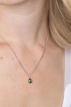 Online Zinzi zilveren hanger rond groen ZIH2072GR (zonder collier)