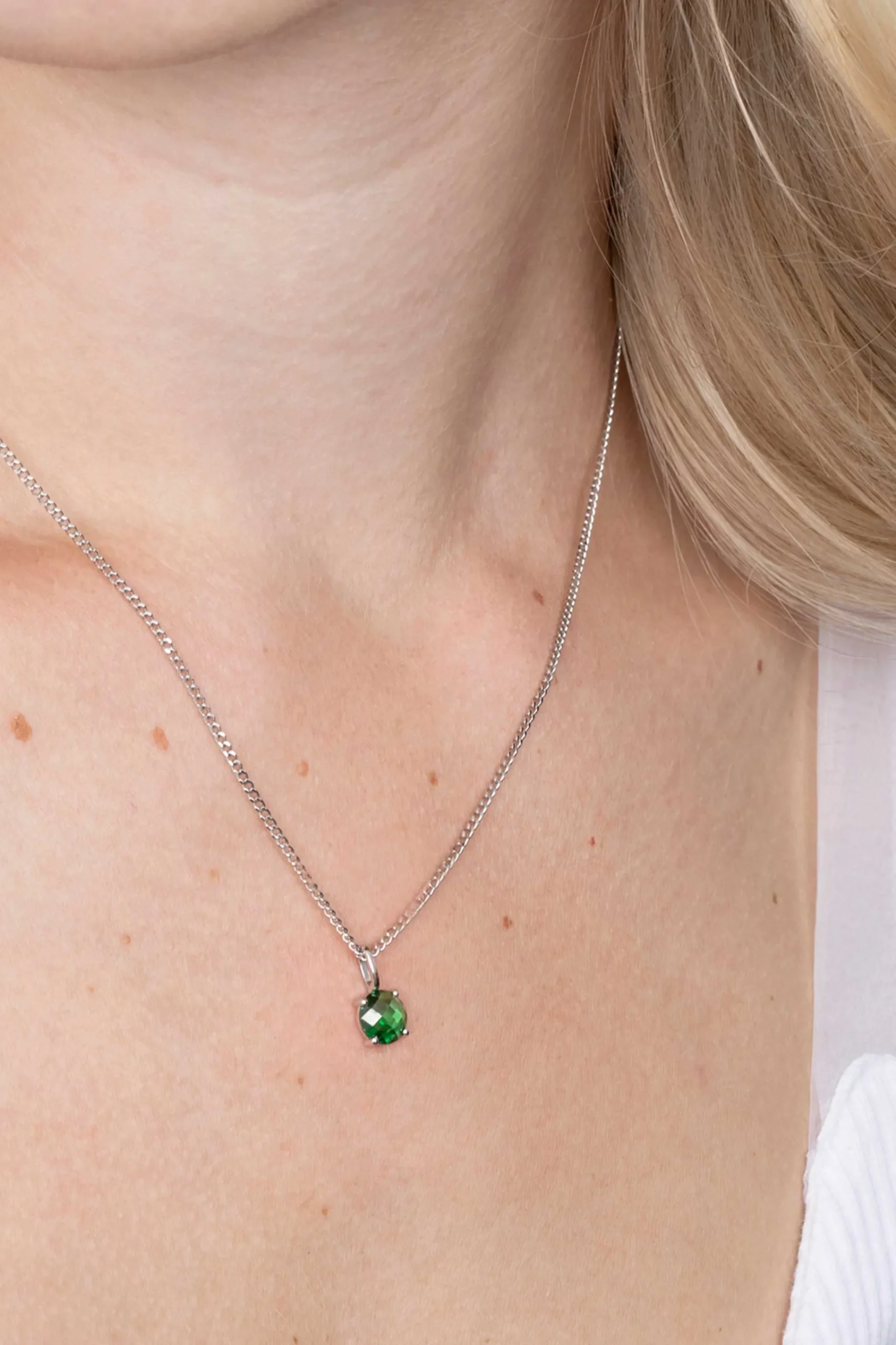 Online Zinzi zilveren hanger rond groen ZIH2072GR (zonder collier)