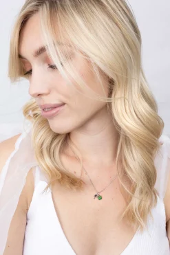 Online Zinzi zilveren hanger rond groen ZIH2072GR (zonder collier)