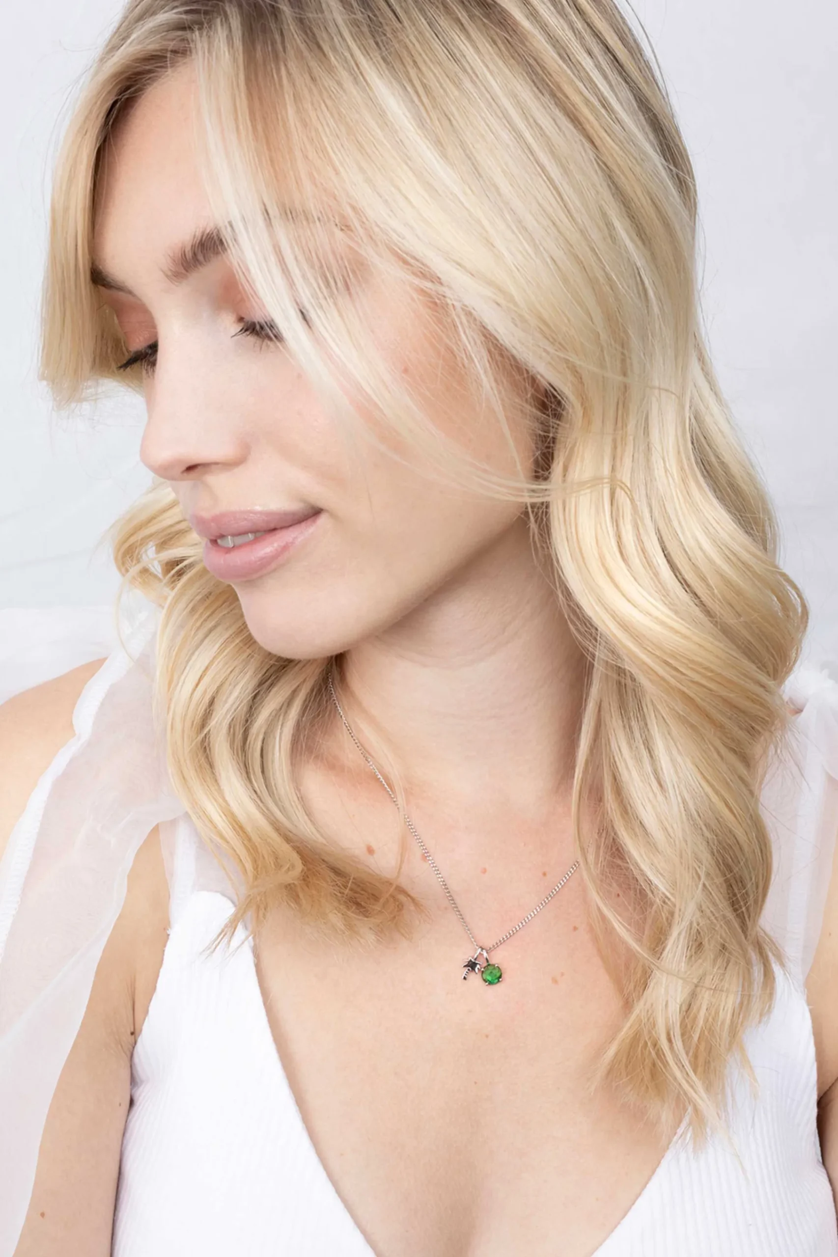 Online Zinzi zilveren hanger rond groen ZIH2072GR (zonder collier)