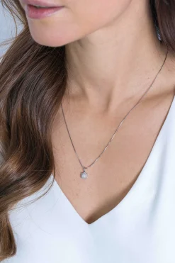 Outlet Zinzi zilveren hanger rond wit ZIH2074 (zonder collier)