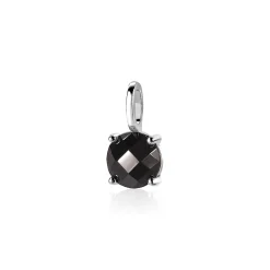 Online Zinzi zilveren hanger rond zwart ZIH2072Z (zonder collier)