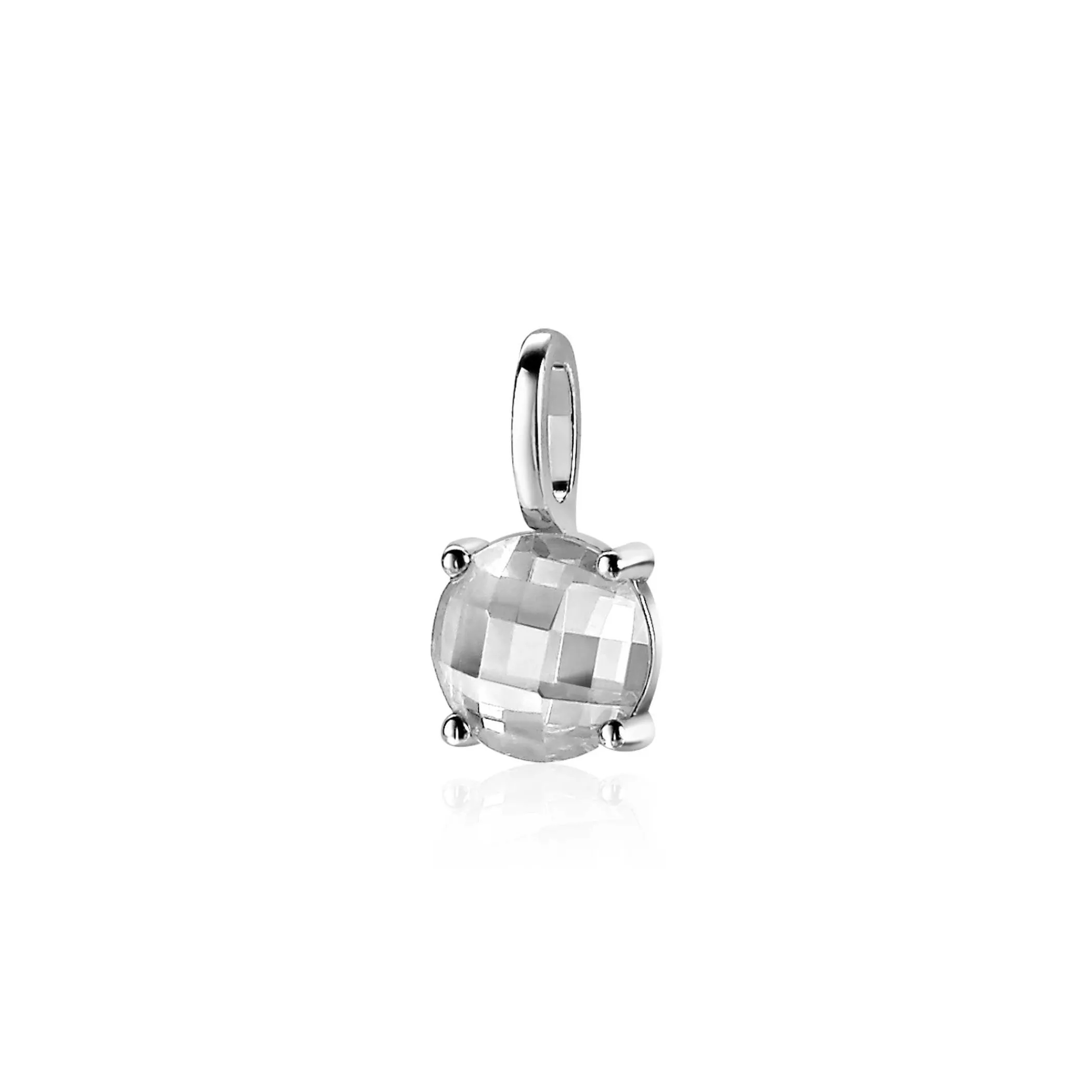 Hot Zinzi zilveren hanger rond wit ZIH2072 (zonder collier)