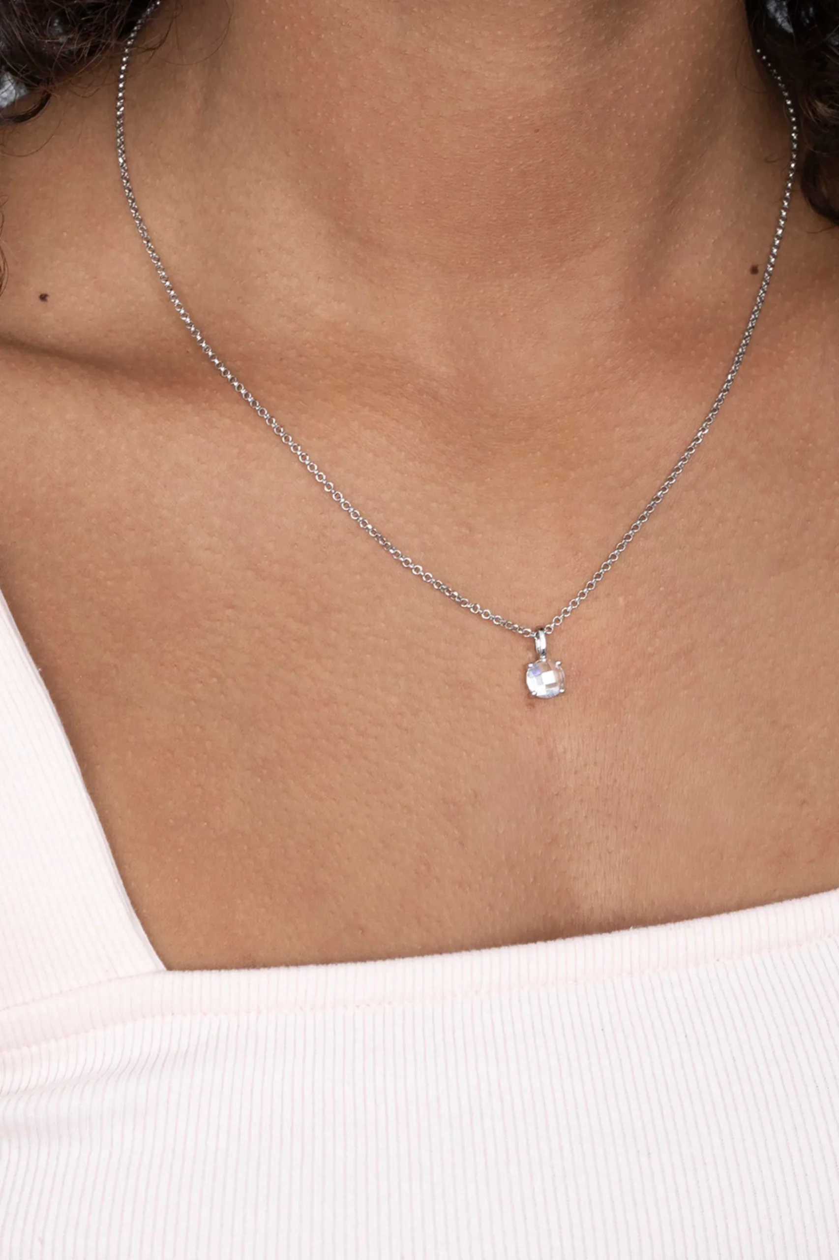 Hot Zinzi zilveren hanger rond wit ZIH2072 (zonder collier)