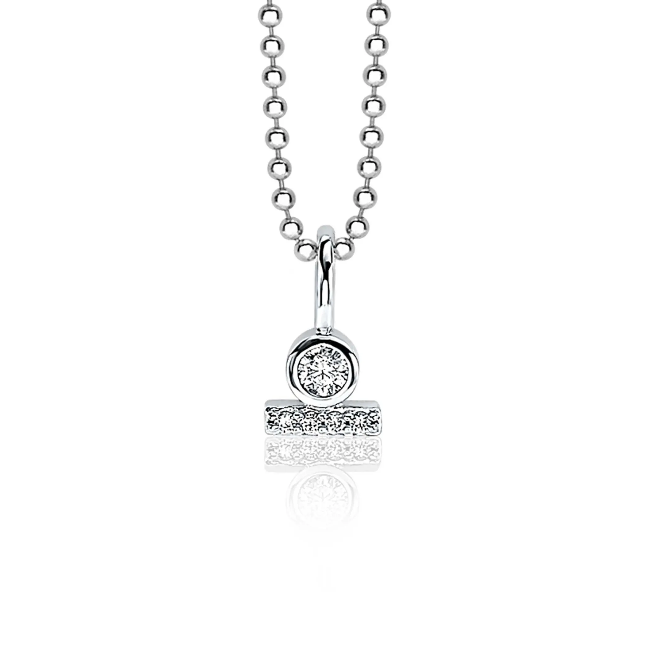 Outlet Zinzi zilveren hanger rond staafje wit ZIH1822 (zonder collier)