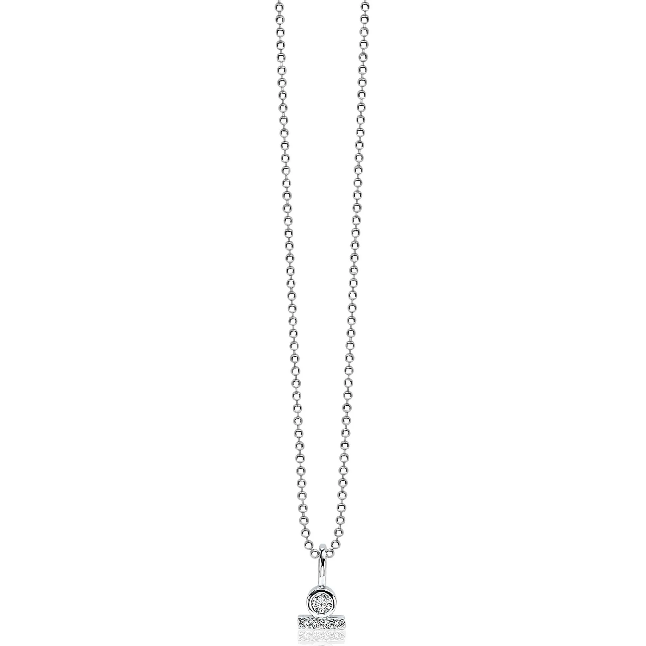 Outlet Zinzi zilveren hanger rond staafje wit ZIH1822 (zonder collier)