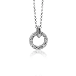 Clearance Zinzi zilveren hanger rond met touweffect 19mm ZIH2246 (zonder collier)