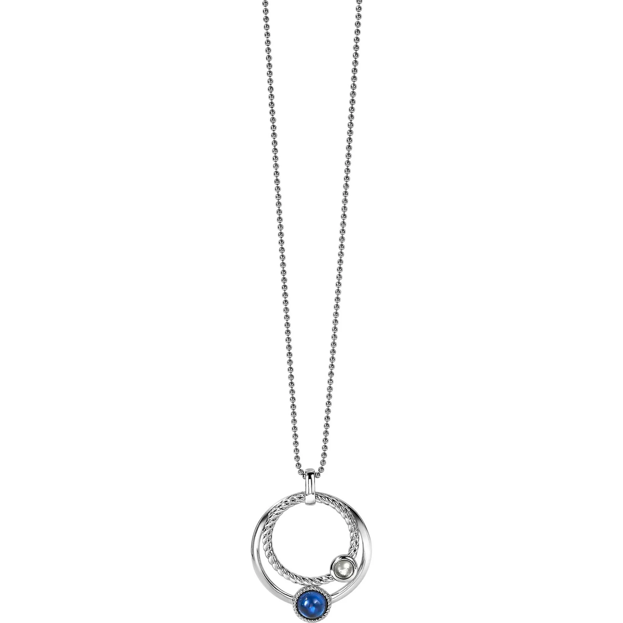 New Zinzi zilveren hanger ronde cirkels blauw 32mm ZIH1963 (zonder collier)