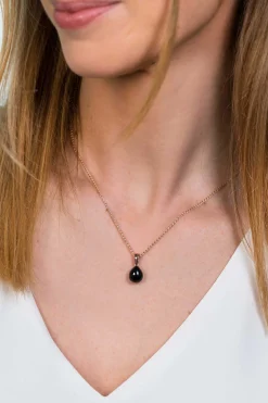 Discount Zinzi zilveren hanger rosé verguld zwart peervorm 20mm ZIH1934RZ (zonder collier)