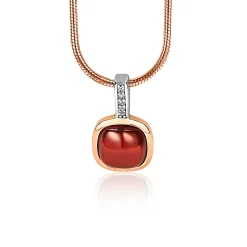 New Zinzi zilveren hanger rosé verguld vierkant rood wit ZIH1717 (zonder collier)