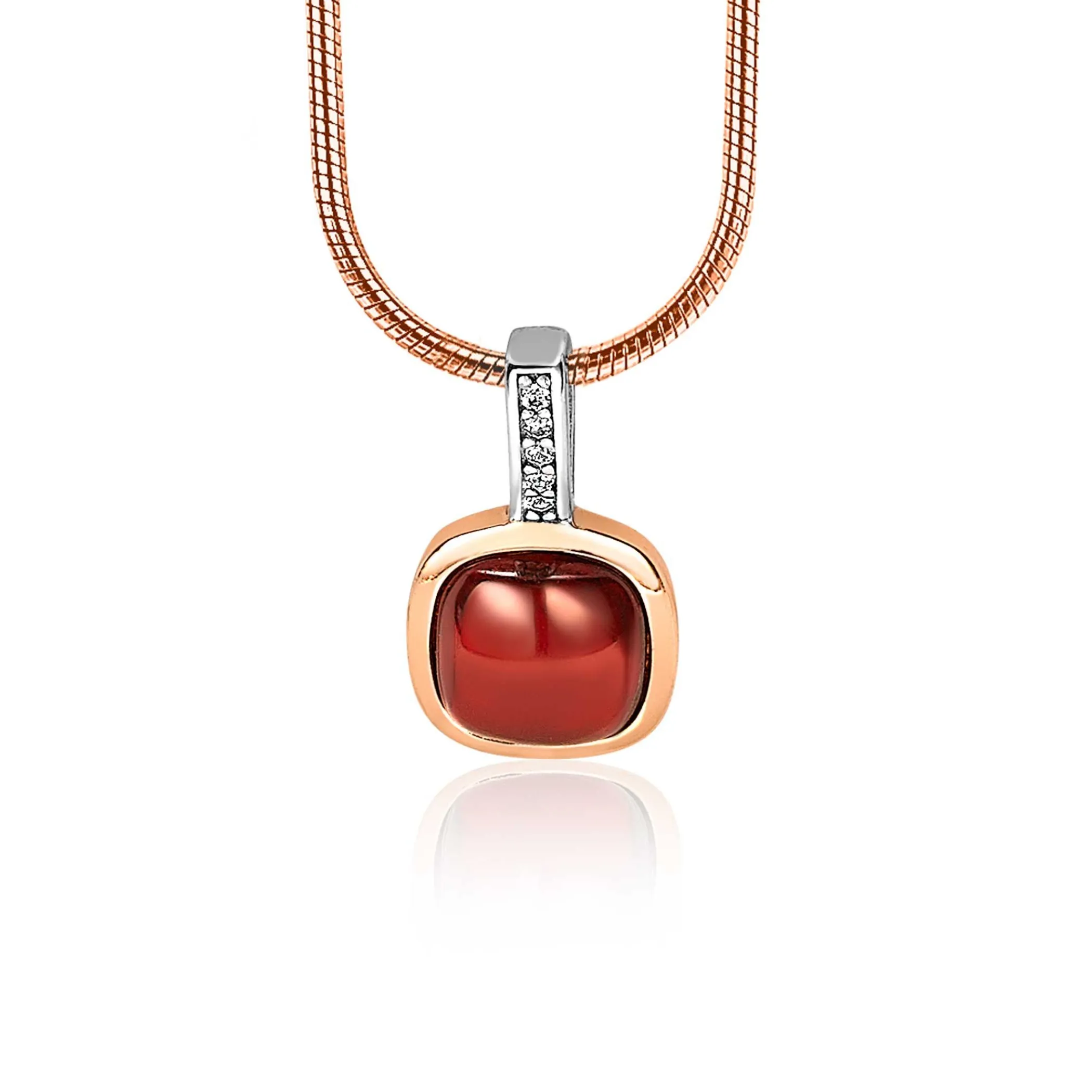 New Zinzi zilveren hanger rosé verguld vierkant rood wit ZIH1717 (zonder collier)