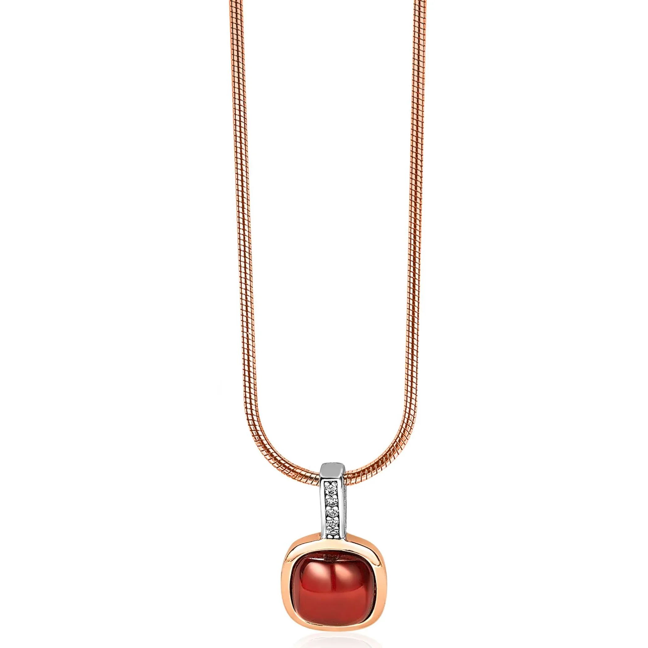 New Zinzi zilveren hanger rosé verguld vierkant rood wit ZIH1717 (zonder collier)
